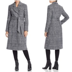 Cole Haan Check Printed Notch Lapel Coat
